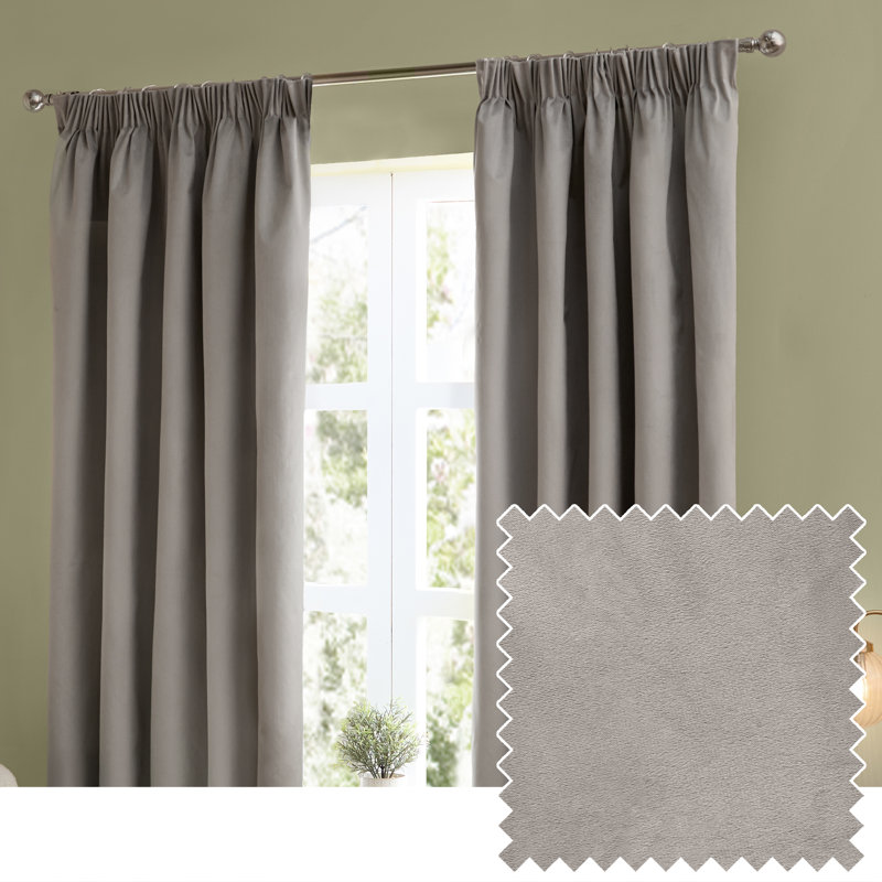 The Ultimate Velvet Blackout Curtain Panel Pair, 229cm Width x 229cm Drop, Silver