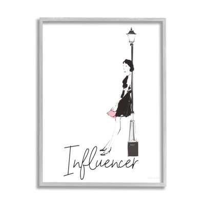 " Chic Influencer Calligraphy Woman Leaning Lamp Post " by Avery Tillmon