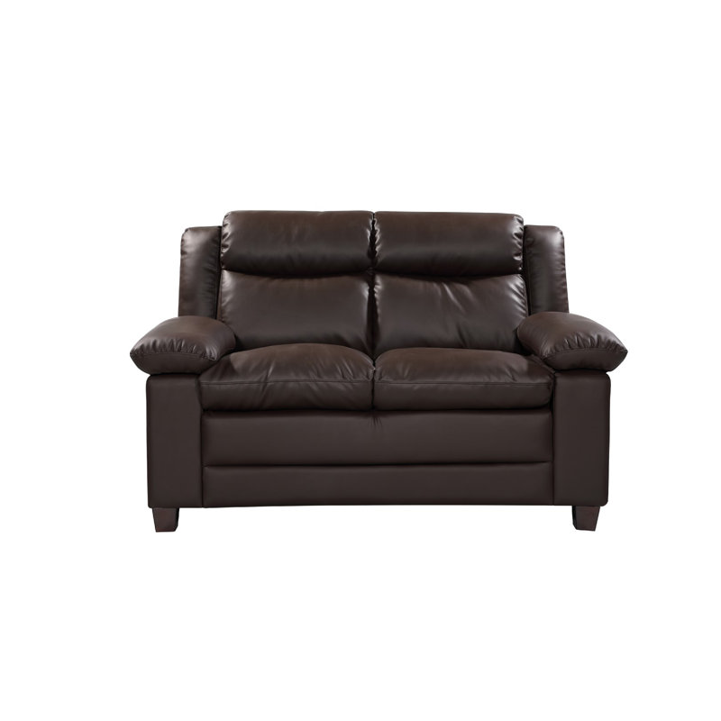 Huling 2 Seater Faux Leather Loveseat, Brown
