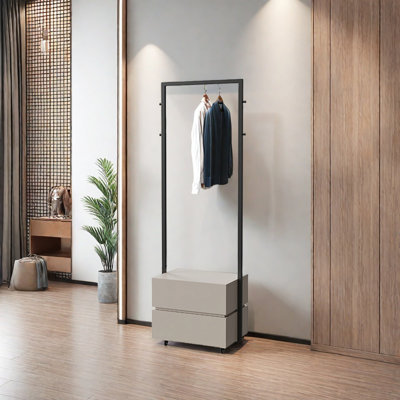 Durable Wooden Coat Rack with Noise-Free Drawers