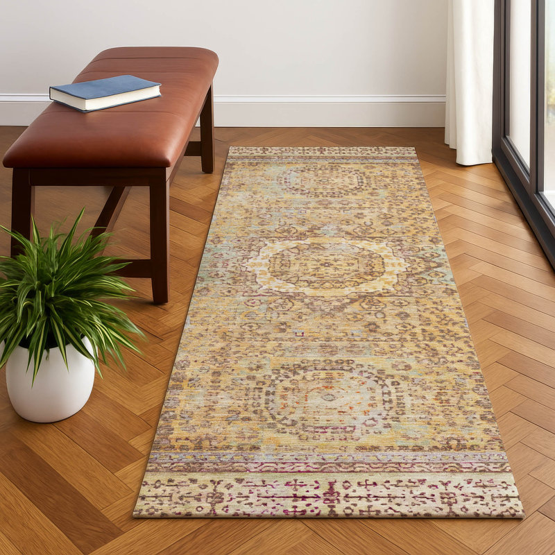Premium Machine Washable Lubbers AMF1740 Border Rug, Runner 2'3" x 7'6"