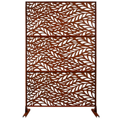 Écran d'intimité extérieur et intérieur en métal H 76 po x l 48 po, écran d'intimité décoratif autoportant pour terrasse de balcon de terrasse, panneaux de clôture d'intimité pour jardin extérieur PS110 RUSTY