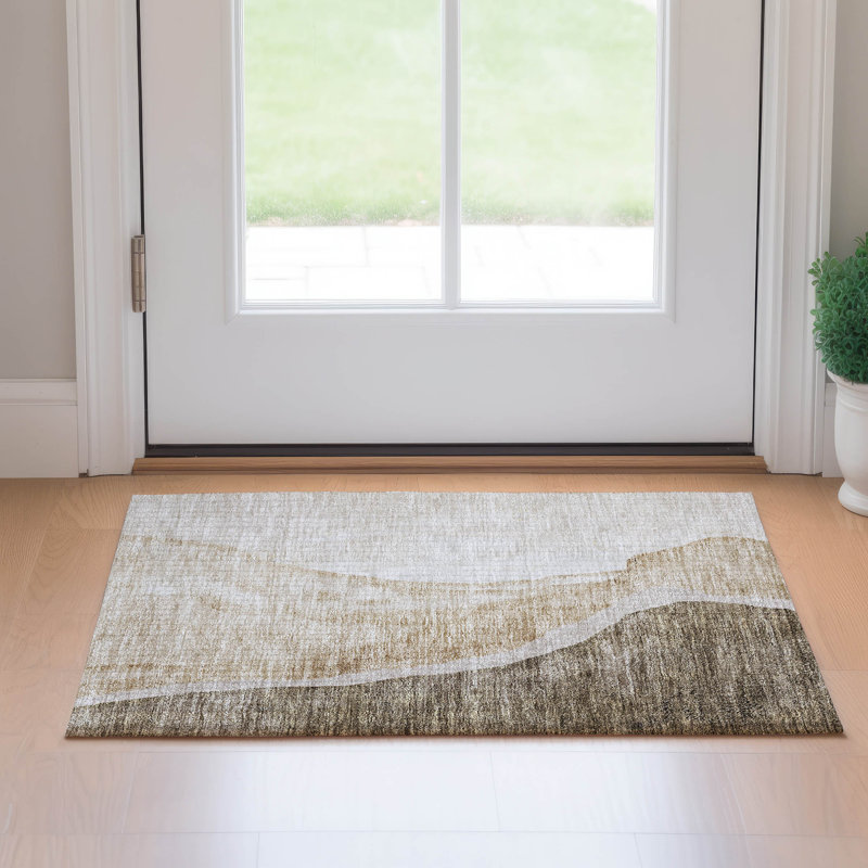 Premium Machine Washable Prisco Brown Rug, Rectangle 1'8" x 2'6"