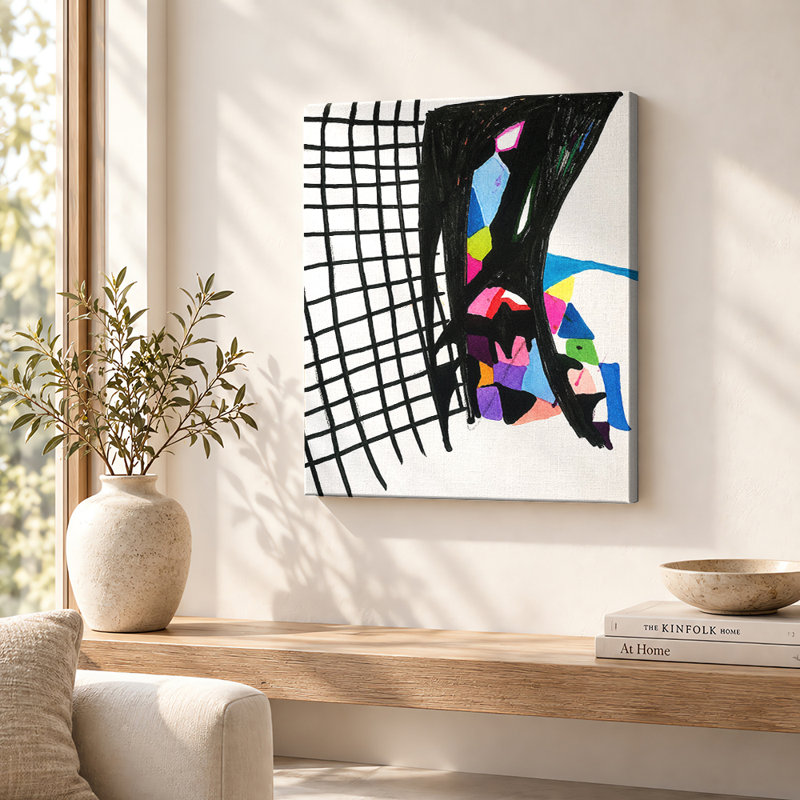 Art mural sur toile noire, H 14 po x l 11 po, Toile tendue avec châssis