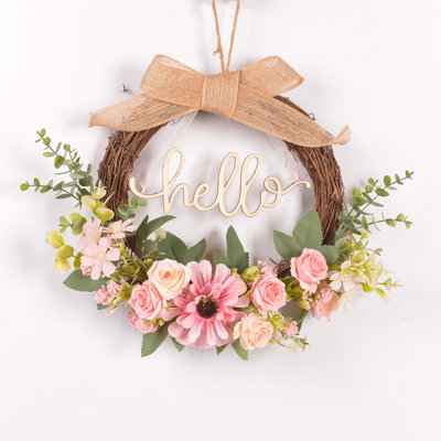 Couronne rose 16 pouces pour porte d'entrée