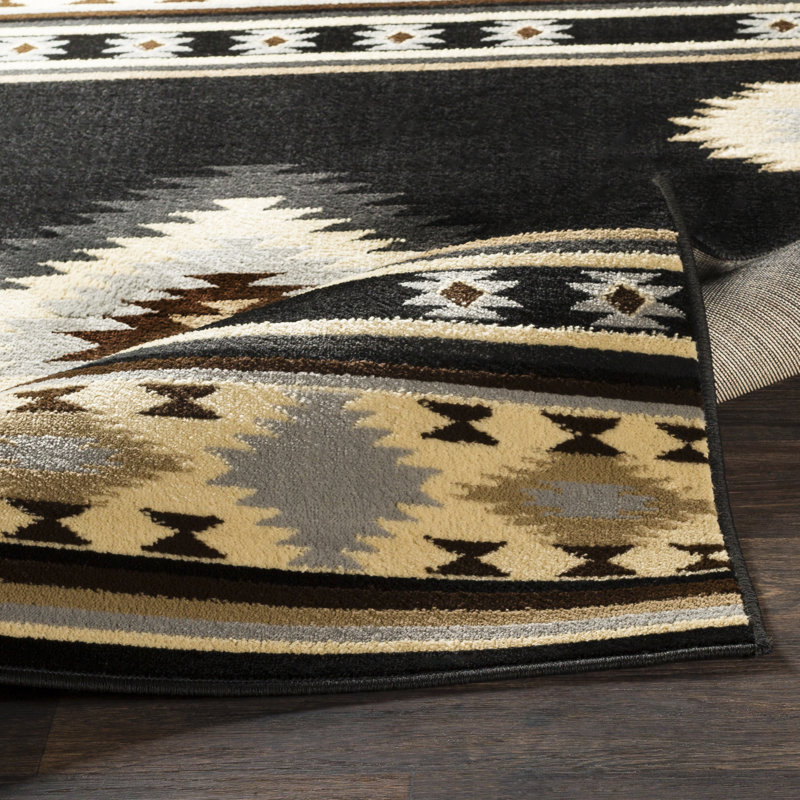 Tapis noir / crème Gorge Southwestern, Rectangle 6 pi 7 po x 9 pi 6 po
