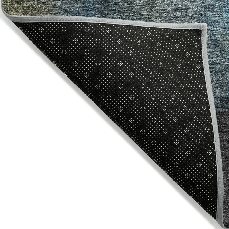 Tapis d'extérieur lavable abstrait vert cuivre et gris 3 pi x 5 pi