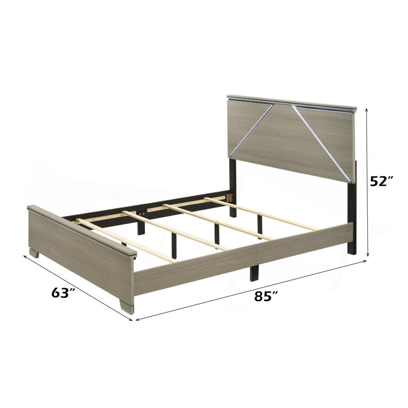 Gray Queen Bed W/LED