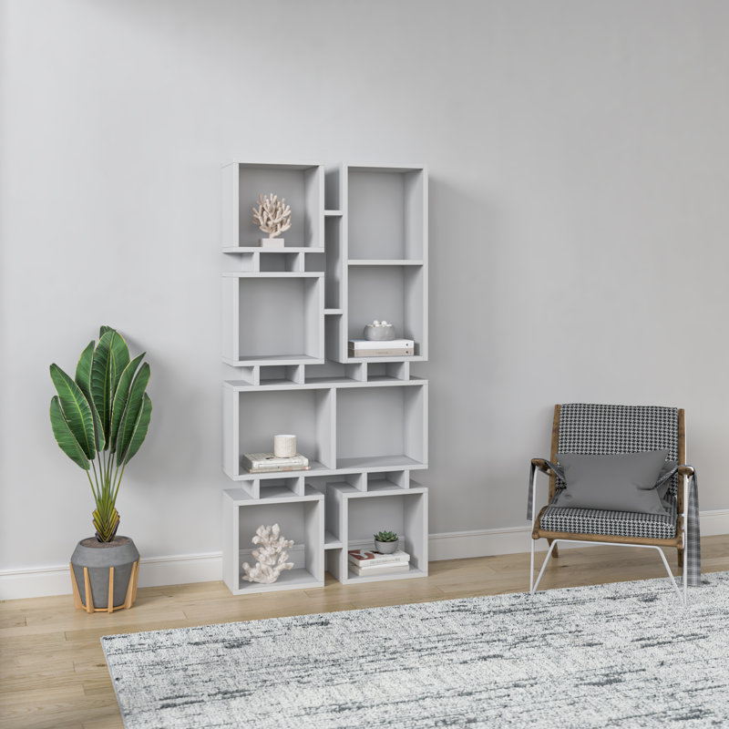 Fennell Geometric Bookcase, White