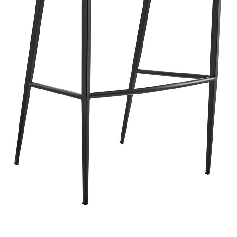 Ramona Modern Counter or Bar Height Barstool with Arms and Open Low Back in Iron Frame and Faux Leather