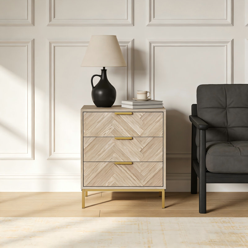 Nocon 3 - Drawer Nightstands with Storage Accent End Table Bedside Table, Individual