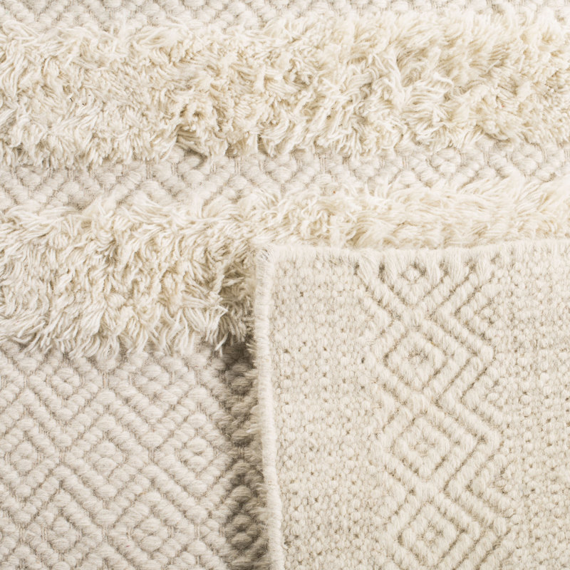 Tapis ivoire en laine / coton noué à la main Inelda, Rectangle 6 pi x 9 pi