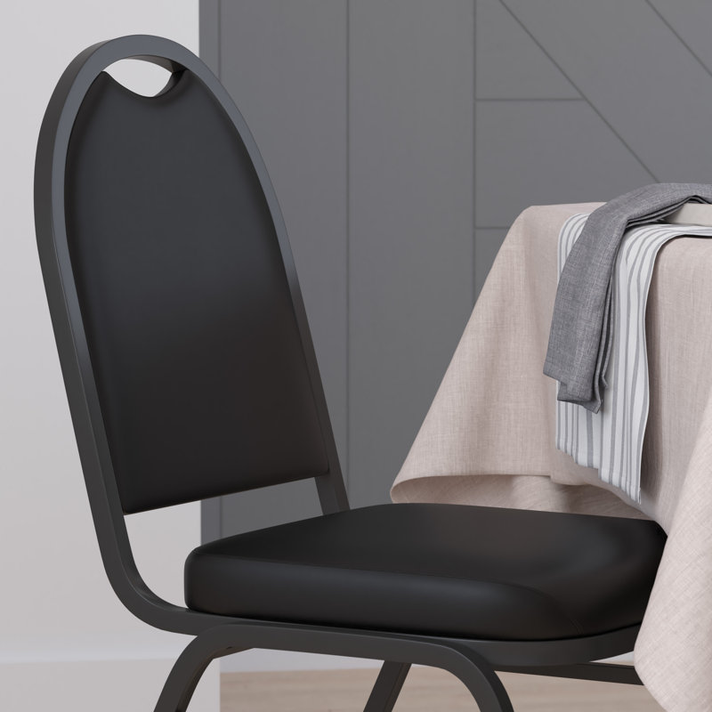 Classic 500 lbs Capacity Dome Back Black Vinyl Metal Banquet Chair
