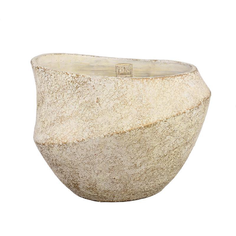 Hyuk Ceramic Pot Planter, 25cm H x 30cm W x 33cm D, Cream