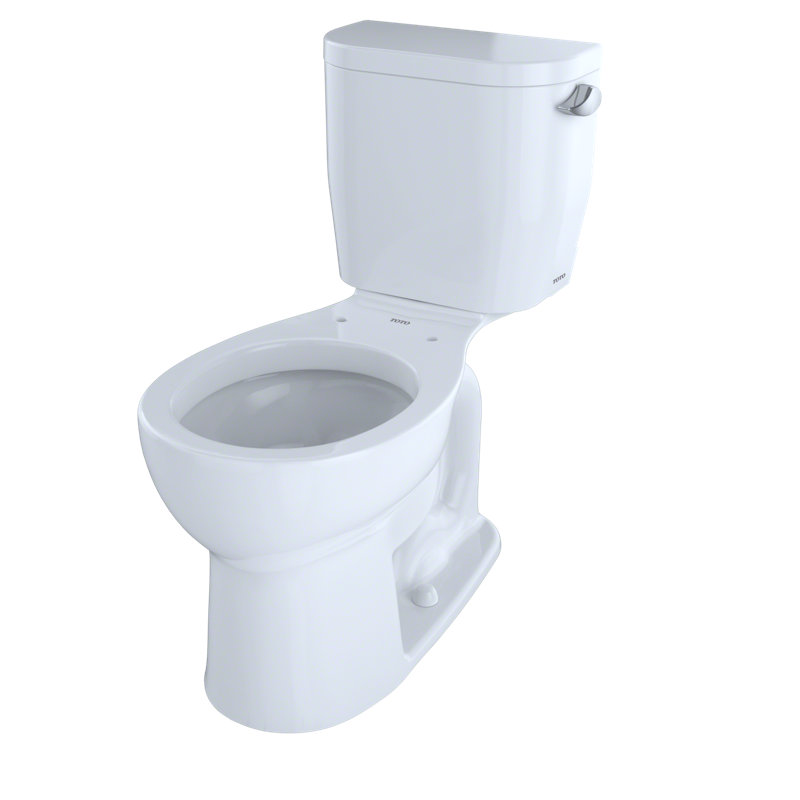TOTO® Entrada™ Two-Piece Round 1.28 GPF Universal Height Toilet with Right-Hand Trip Lever, Cotton White