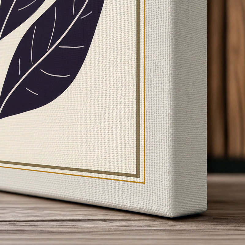 Purple Crown Botanical - Wrapped Canvas, 36x24 - 91.4 x 61.0 cm, Cream Border