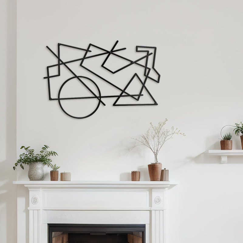 Décoration murale en métal, H 20 po x l 30 po x P 0,05 po, Noir