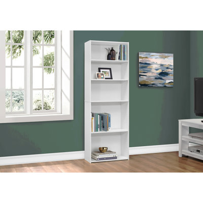 Bibliothèque, bibliothèque, 6 niveaux, H 72 po, bureau, stratifié de chambre à coucher, transitionnel