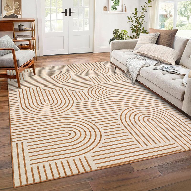 Tapis lavable à la machine Modern Rainbow, Rectangle 5 pi x 7 pi