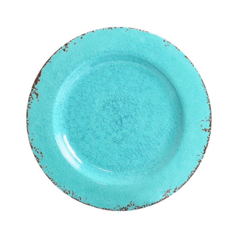 Tiffany Blue Distressed Melamine 12-Piece Dinnerware Set