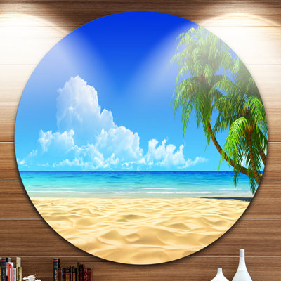 " Coconut Palms Bent Into Beach "