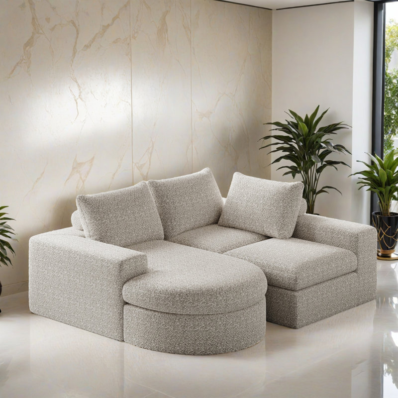 Canapé-lit modulaire 2 pièces pour salon, Chenille beige