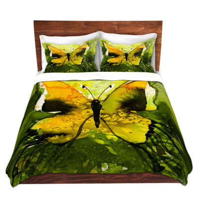 Ensemble de housse de couette DiaNoche en microfibre par Kathy Stanion - Aquarelle papillon 35