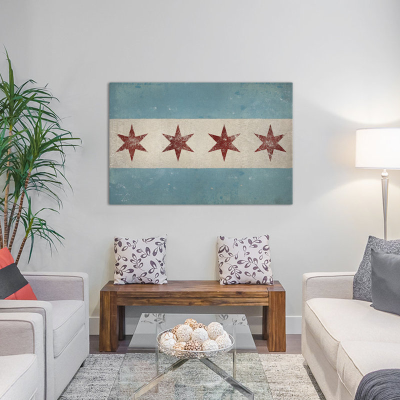 « chicago flag », impression sur toile tendue, H 40 po x l 60 po x P 1,5 po
