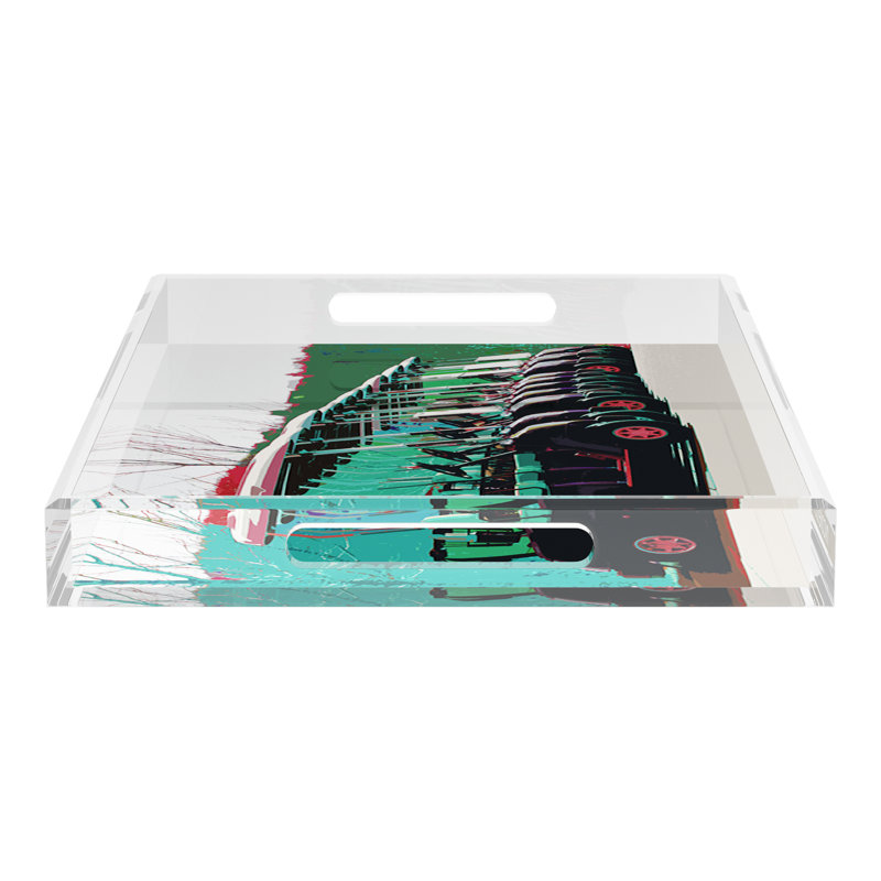 Abstract Decorative Tray, 2" H x 22.5" W x 14.5" D, Green