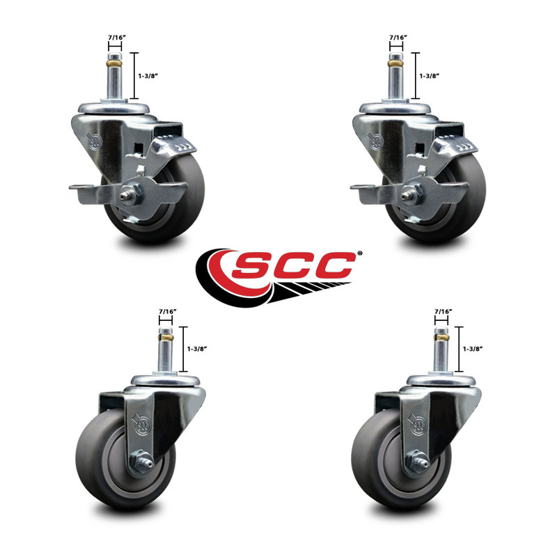 Thermo Swivel Grip Ring Stem Caster Set 2 Brake