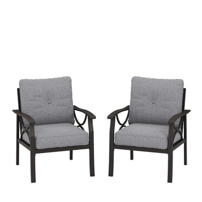 Set Of 2  All-Weather Metal Armchairs