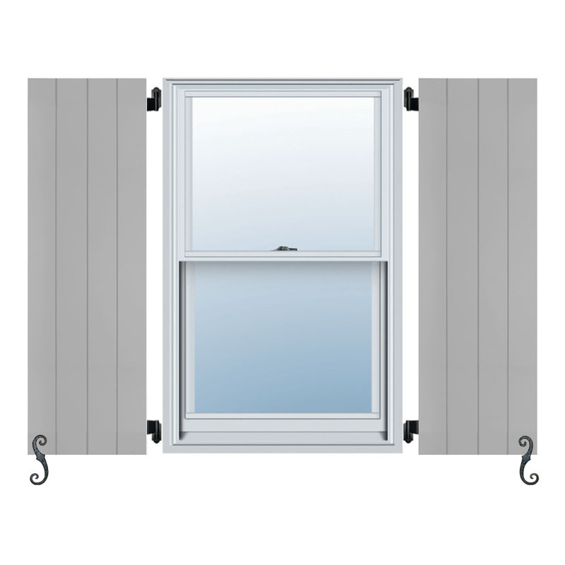 Paire de volets Atlantic Classic sans lattes, planche et lattes, 12 po, 53 po, Gris Chelsea