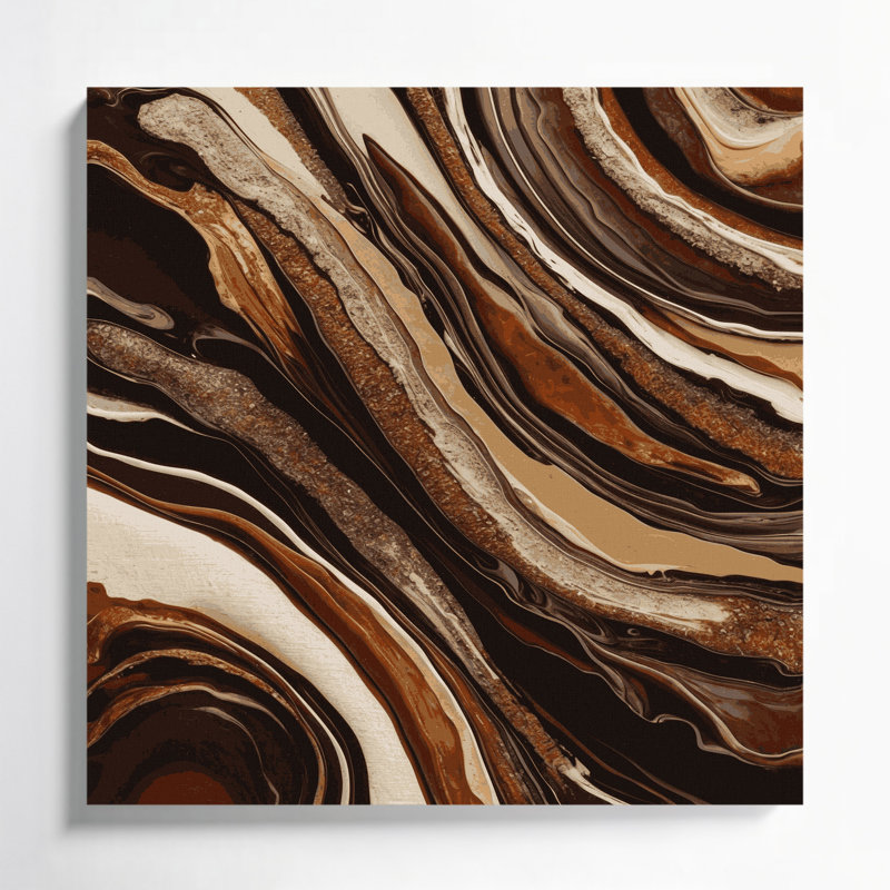 Abstrait art fluide sur toile noire 7, H 8 po x l 8 po
