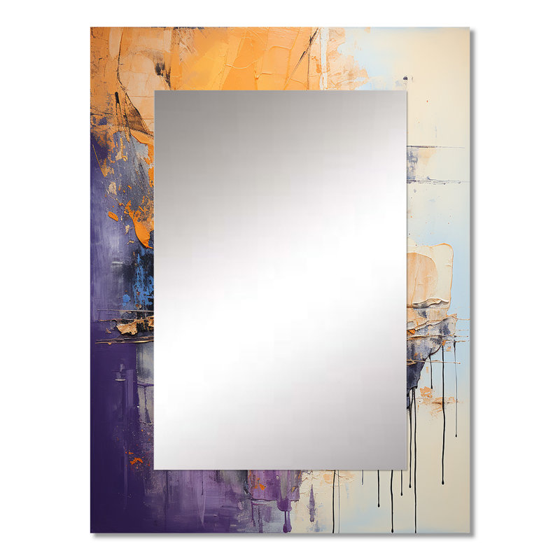 Collage Impressions V - Abstract Collages Large Wall Mirror, Yellow Decorative Mirror, Printed Metal Art, 32" x 24"