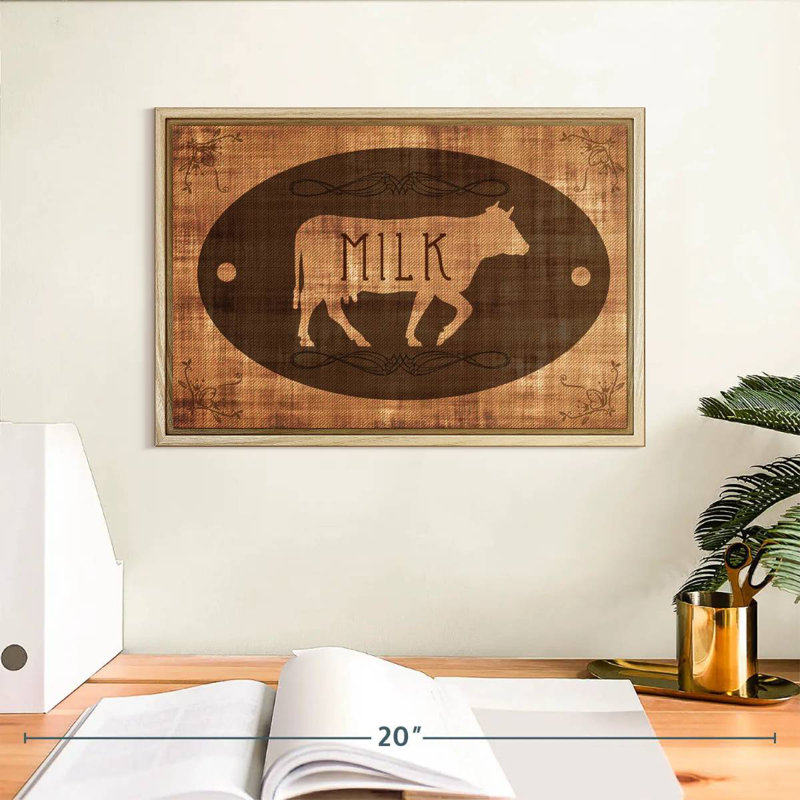 Lait de vache, Cadre flottant en bois naturel, 13 po x 9 po