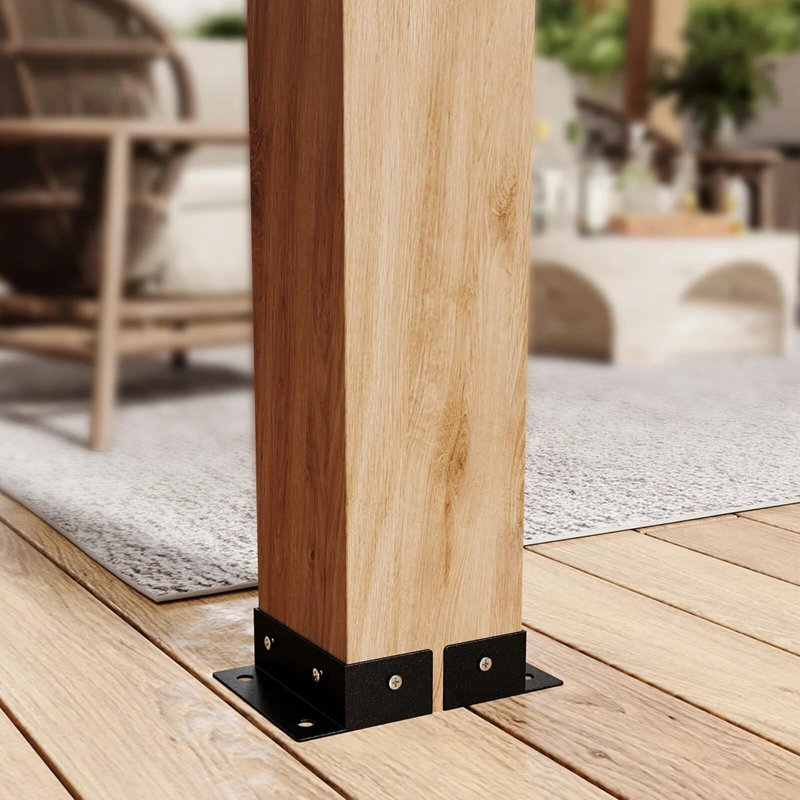 Pergola en bois de cèdre avec structure solide, auvent rétractable, durable, résistant à la pourriture, Naturel
