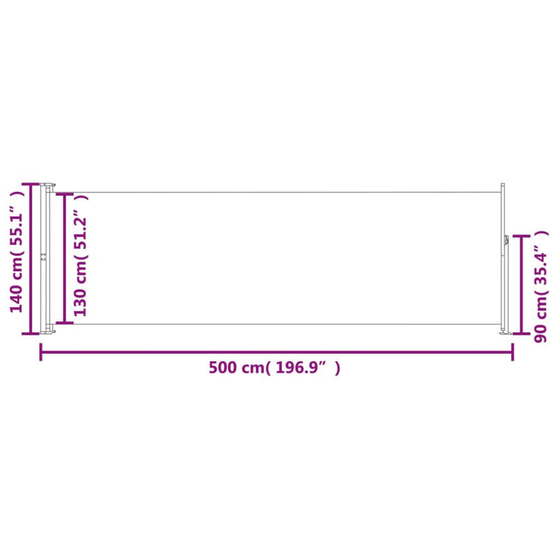 Auvent latéral rétractable en polyester Ajhtahage, H 55,1 po x l 196,9 po