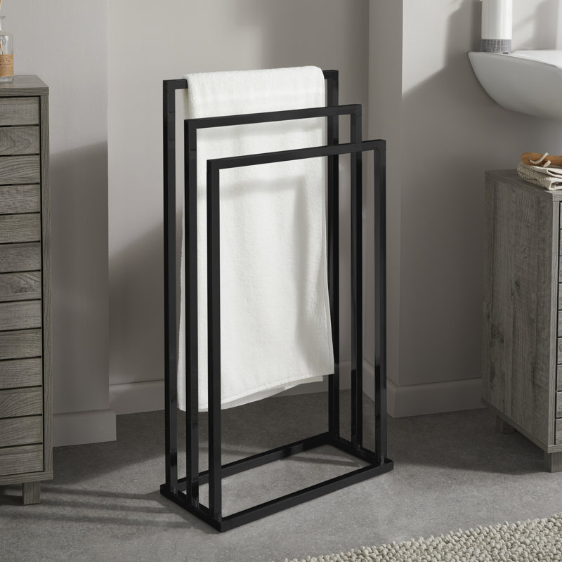 45 cm L 3 - Bar Freestanding Towel Stand, Black