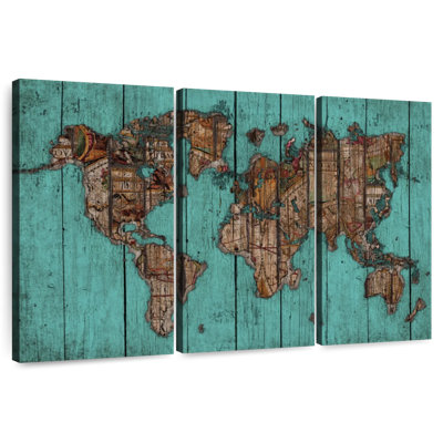 Carte en bois Aliaz turquoise