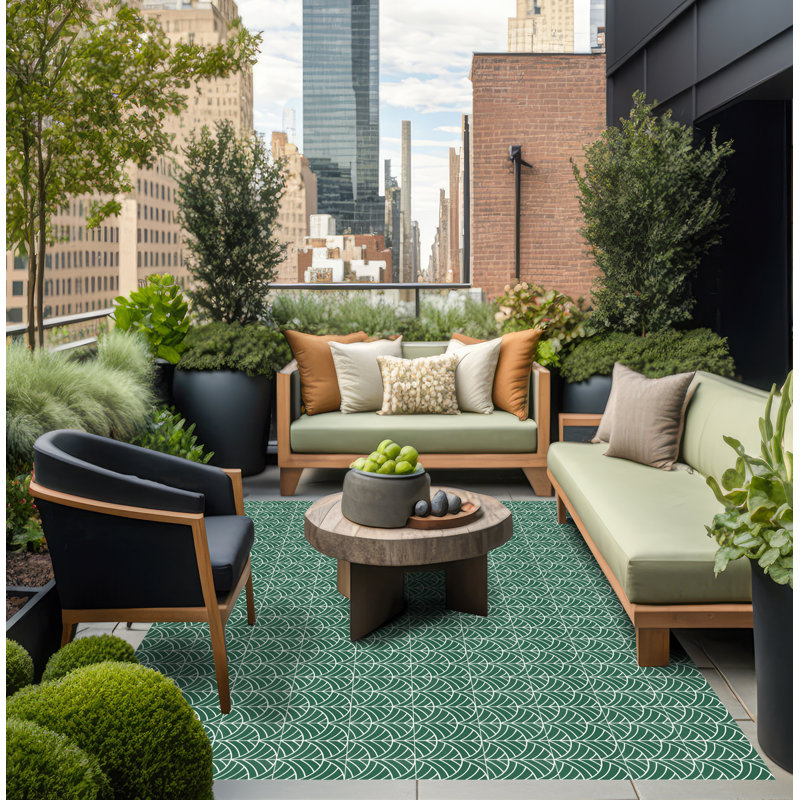 Rinesa Geometric Vinyl Machine Printed Area Rug, Rectangle 140 x 200cm