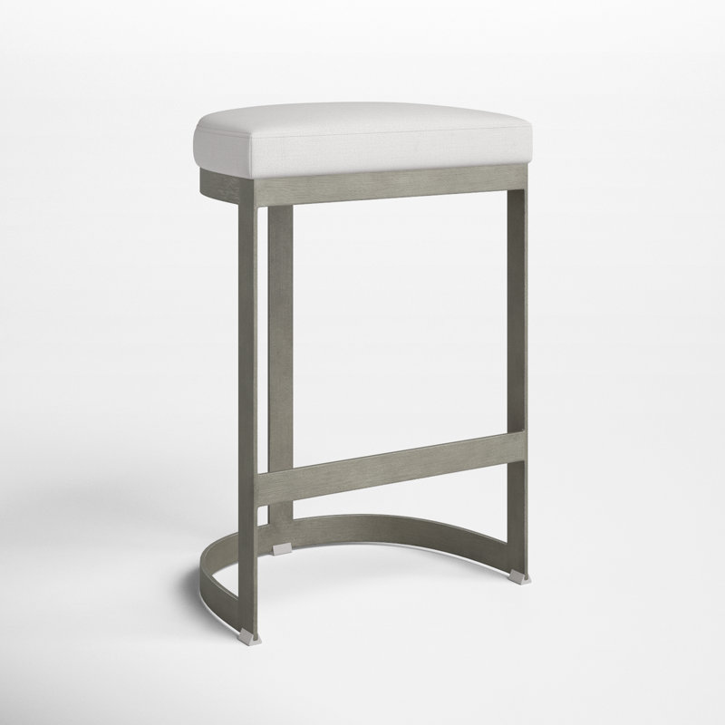 Fleta Upholstered Counter Stool with Metal Frame, Silver