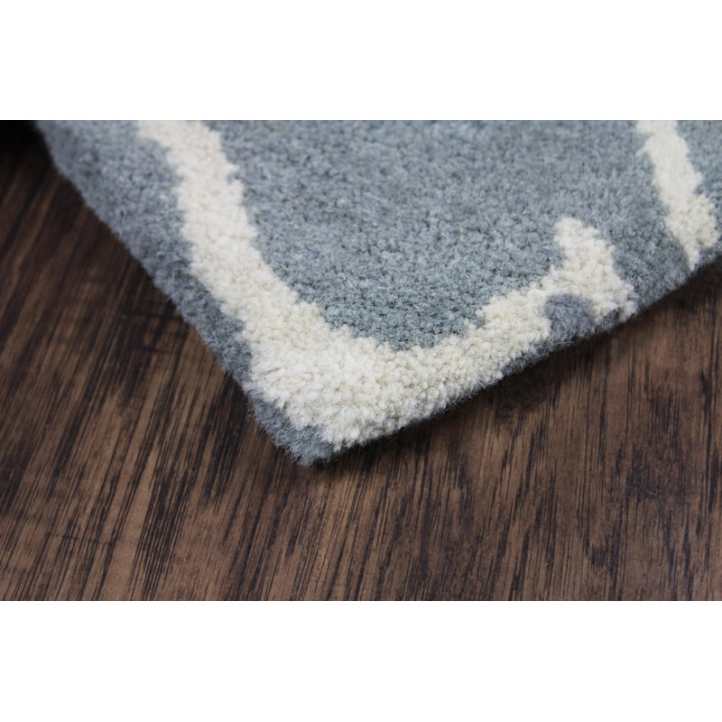 Gris/Ivoire Tapis décoratif en laine Touffeté à la main Wiens, Rectangle de 5 pi x 8 pi