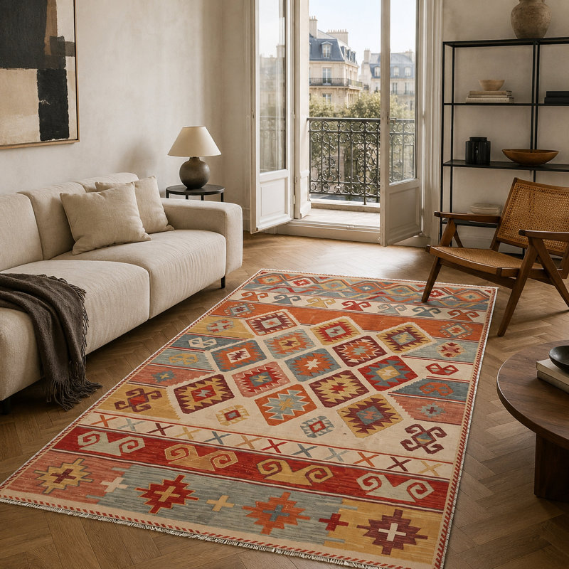 Netline Home Studio Geometry Warm Gold Heritage Washable Rug, 80 x 150 cm