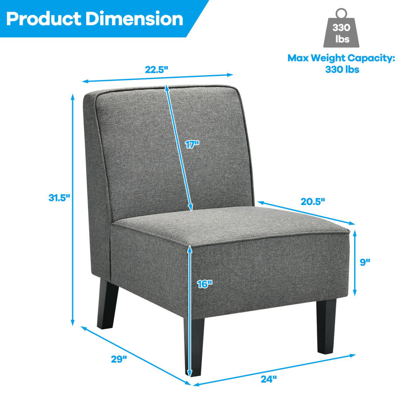 Nasi Upholstered Slipper Chair, Gray