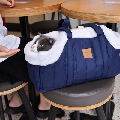 Sac de transport matelassé pour animal de compagnie avec longues poignées d'épaule pour chats et petits chiens