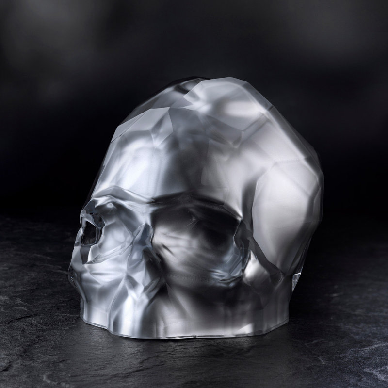 Memento Mori Faceted Skull, Silver, 8.27" H x 10.24" W x 7.8" D