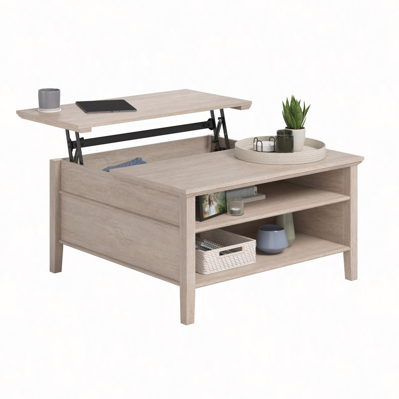 Table basse à plateau relevable avec finition de surface spacieuse