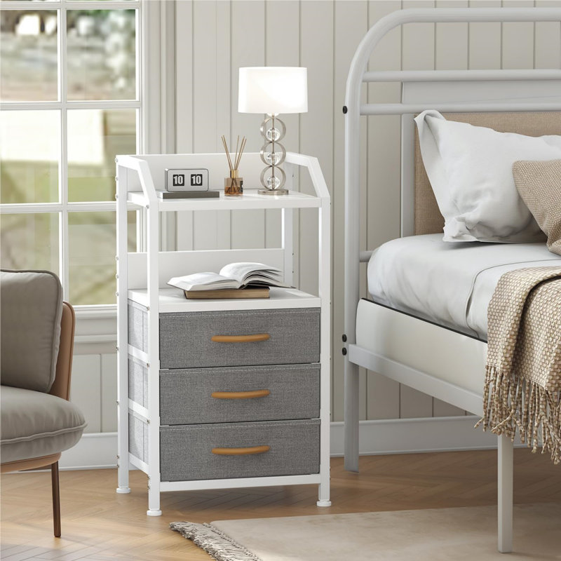 40 cm W Chest of 3 Drawers, White/Light Grey