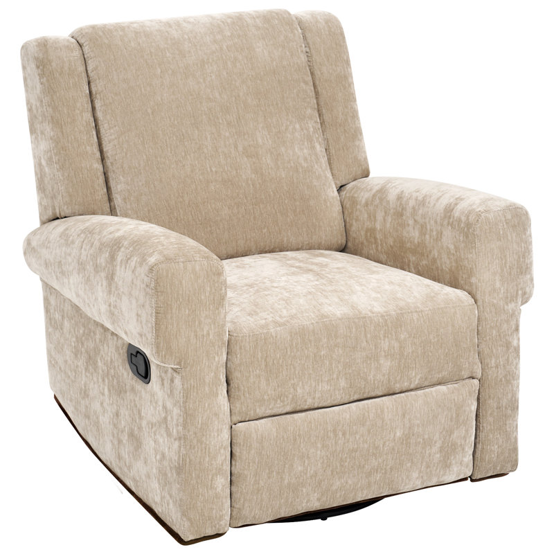 Roomfitters Manual Swivel Rocker Recliner Chair with Adjustable Backrest, Chenille Nursery Glider, Brown, Brown