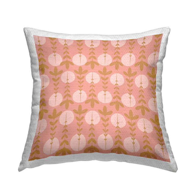 Coussin d'extérieur imprimé motif botanique à motif de feuilles roses par Birgit Maria Kiennast